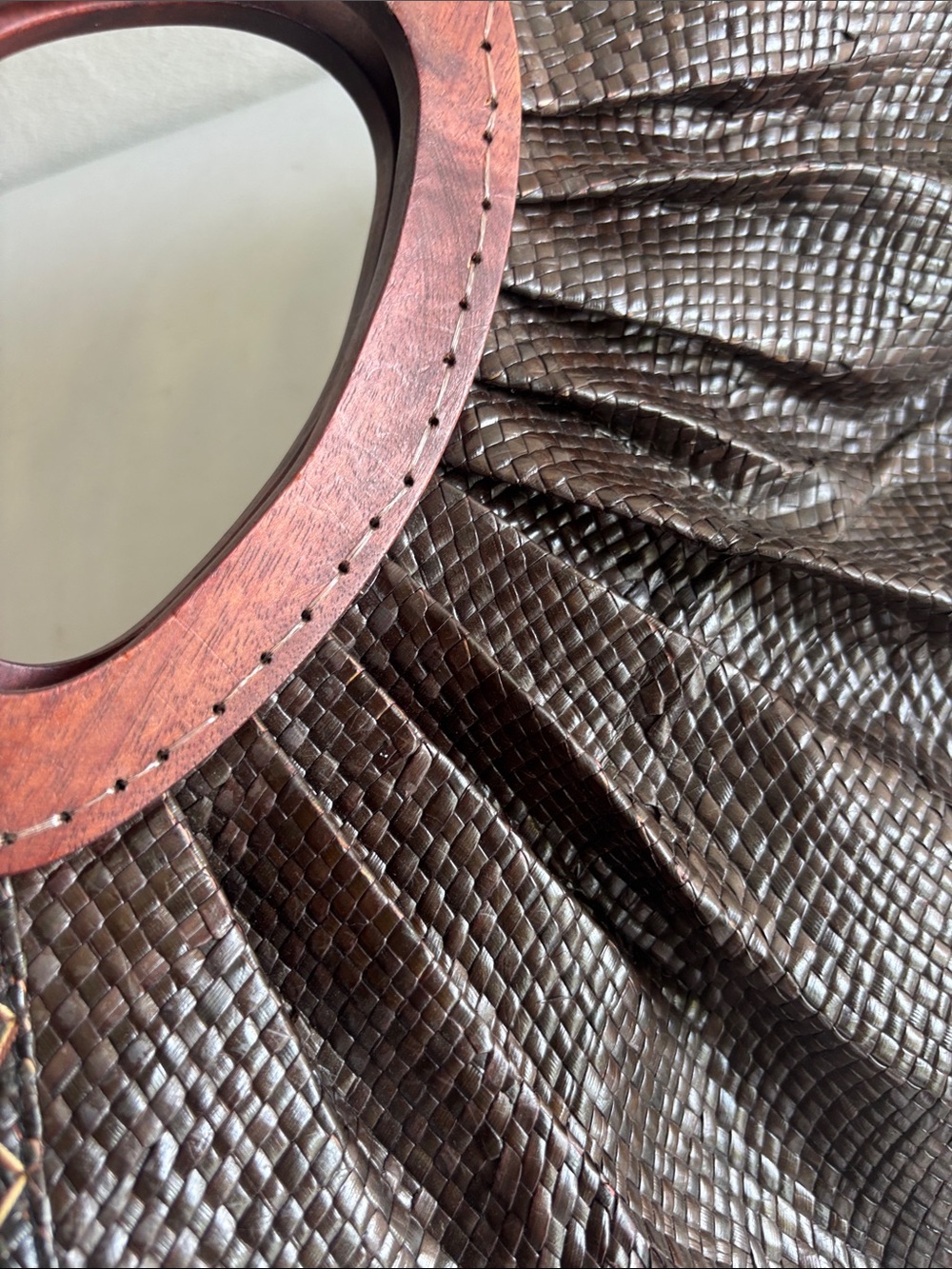 Brown raffia Woven wooden Top-Handle Bag - Picture 7 of 9